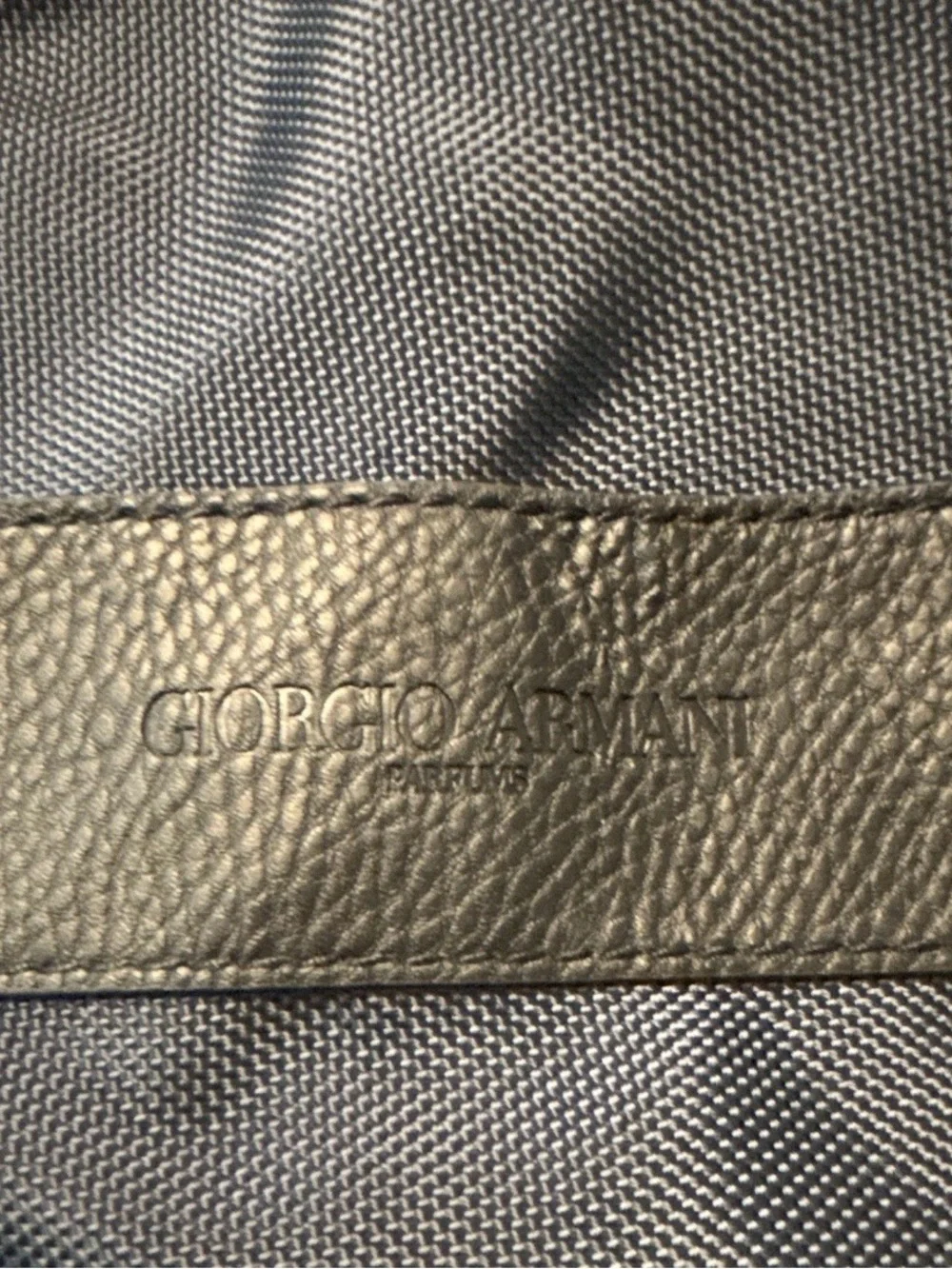 Giorgio Armani Black Nylon Duffel Bag with Leather Trim